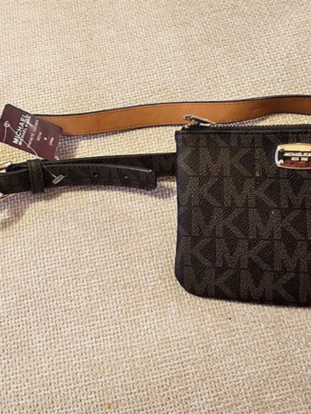 Michael Kors Jet Set Travel Monogram Crossbody Bag in Black & Brown NWT